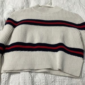 Lottie Moss XS Crop sweater black white and red strips